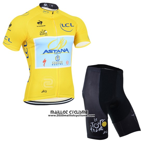 2014 Maillot Ciclismo Tour de France Lider Astana Lider Jaune Manches Courtes et Cuissard